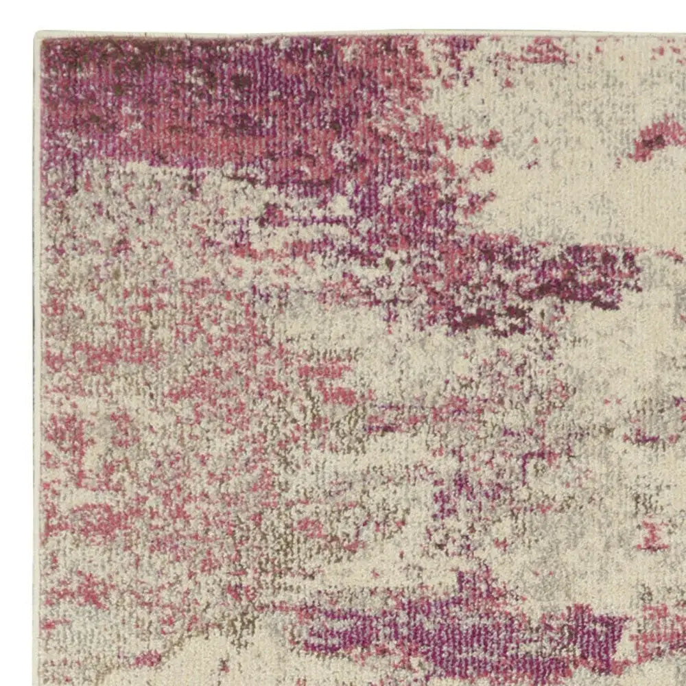 2' X 6' Ivory And Pink Abstract Power Loom Non Skid Runner Rug - Homeroots - Flyclothing LLC