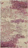 2' X 4' Ivory And Pink Abstract Power Loom Non Skid Area Rug