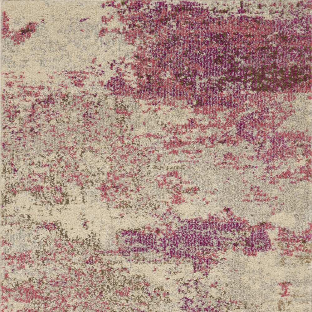 2' X 4' Ivory And Pink Abstract Power Loom Non Skid Area Rug - Homeroots - Flyclothing LLC