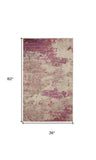 3' X 5' Ivory And Pink Abstract Power Loom Non Skid Area Rug - Homeroots - Flyclothing LLC