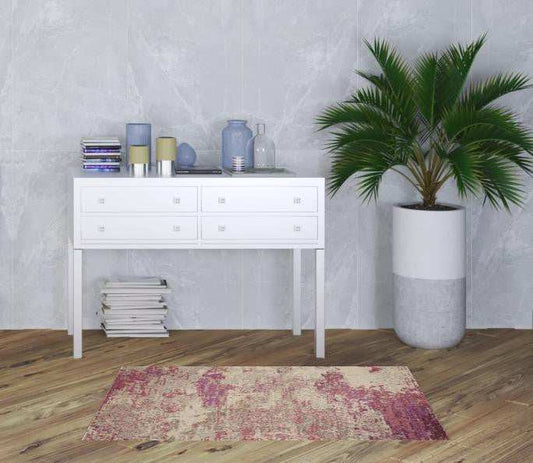 3' X 5' Ivory And Pink Abstract Power Loom Non Skid Area Rug - Homeroots - Flyclothing LLC