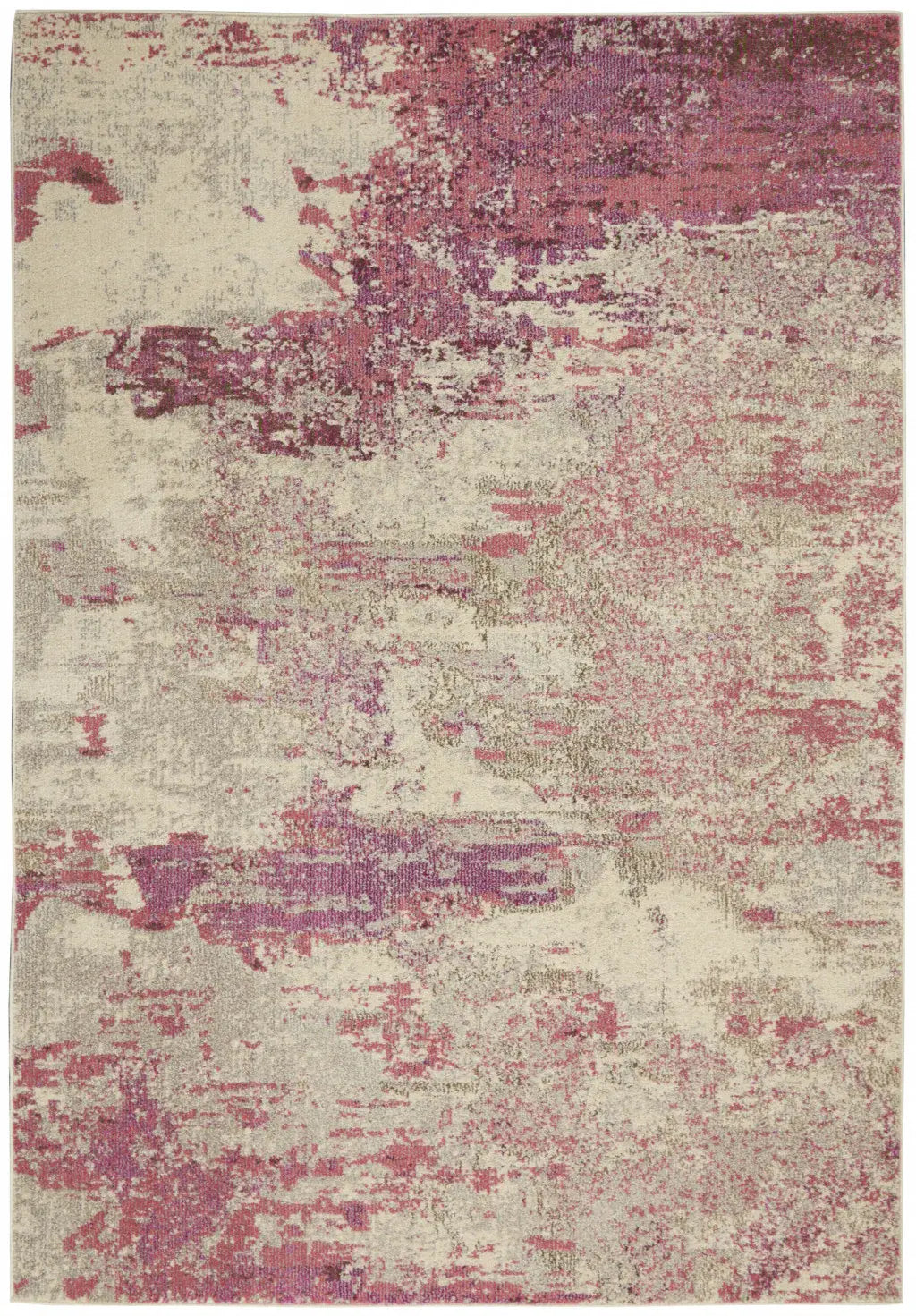 4' X 6' Ivory And Pink Abstract Power Loom Non Skid Area Rug - Homeroots - Flyclothing LLC