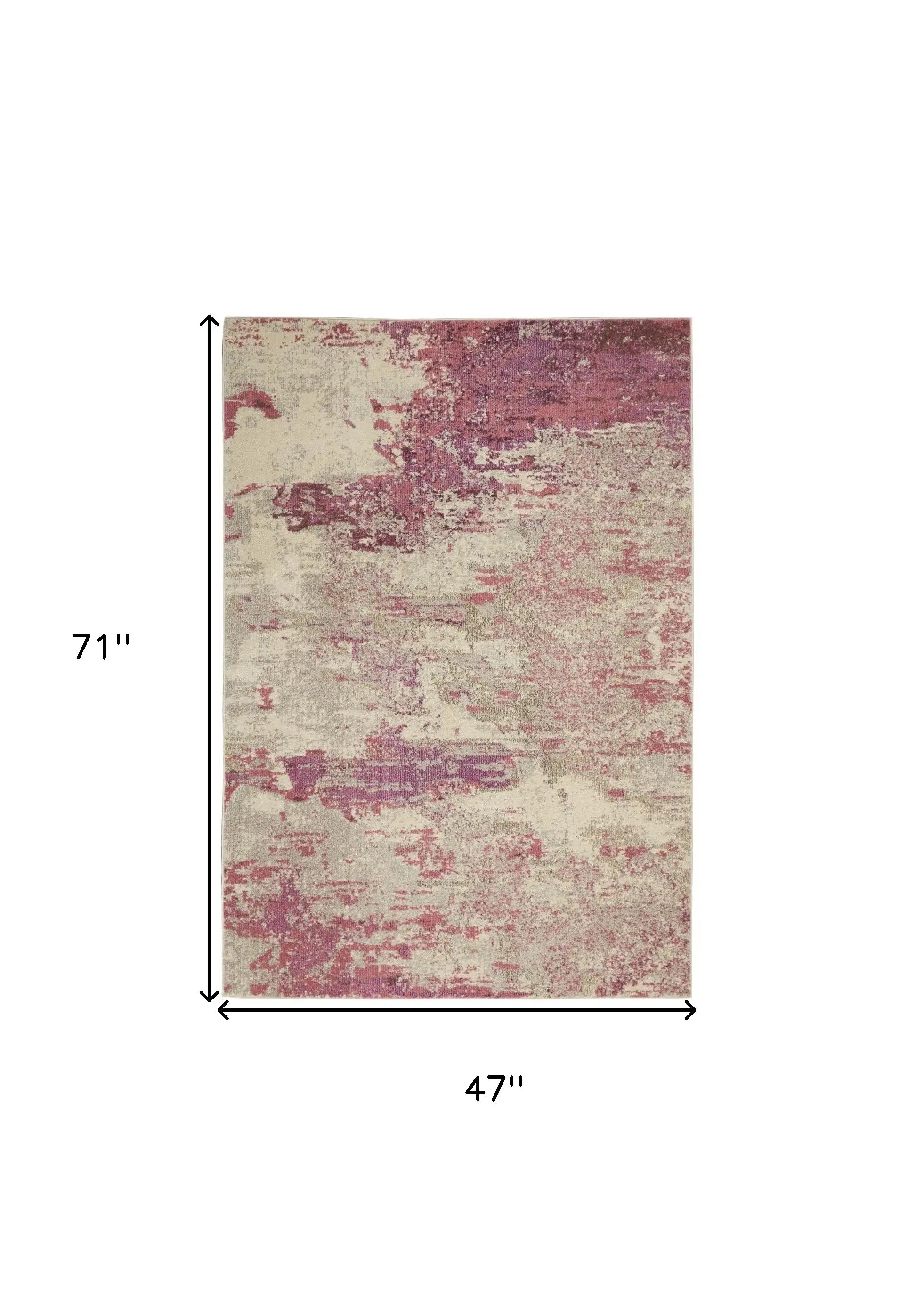 4' X 6' Ivory And Pink Abstract Power Loom Non Skid Area Rug - Homeroots - Flyclothing LLC