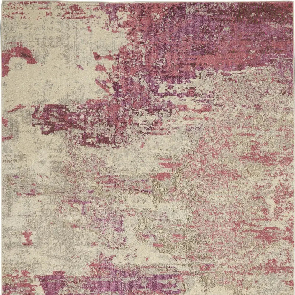 4' X 6' Ivory And Pink Abstract Power Loom Non Skid Area Rug - Homeroots - Flyclothing LLC