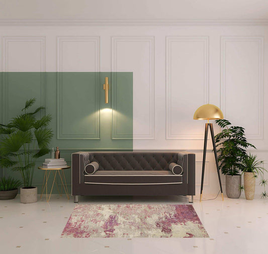 4' X 6' Ivory And Pink Abstract Power Loom Non Skid Area Rug - Homeroots - Flyclothing LLC