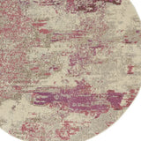 5' X 5' Ivory And Pink Round Abstract Power Loom Non Skid Area Rug - Homeroots - Flyclothing LLC