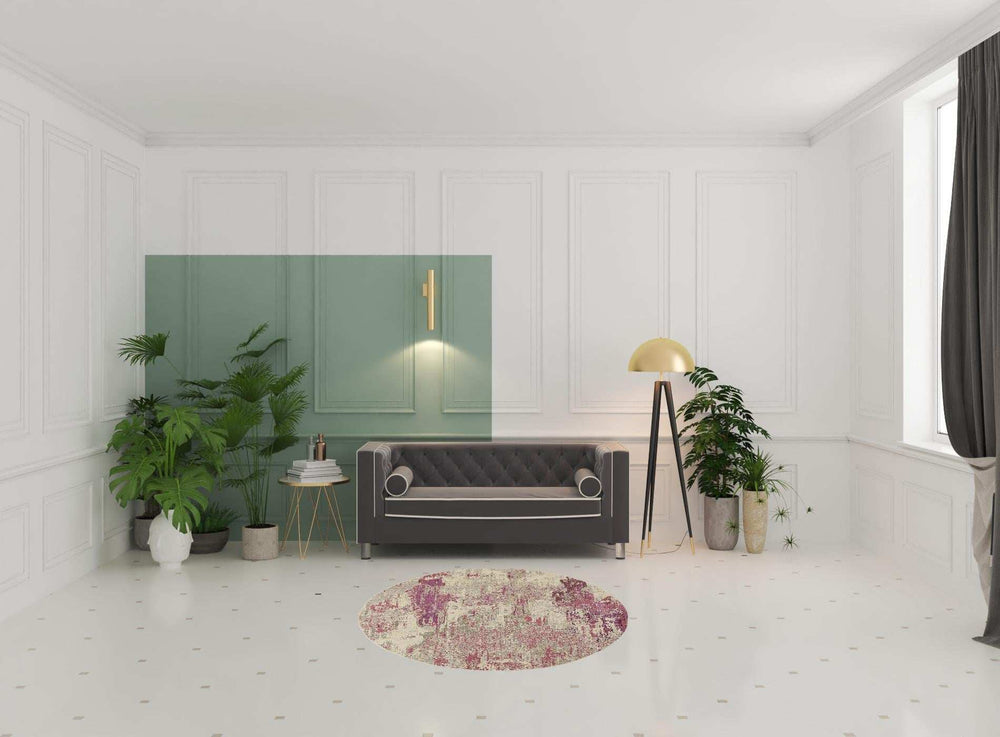 5' X 5' Ivory And Pink Round Abstract Power Loom Non Skid Area Rug - Homeroots - Flyclothing LLC