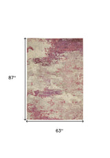 5' X 7' Ivory And Pink Abstract Power Loom Non Skid Area Rug - Homeroots - Flyclothing LLC