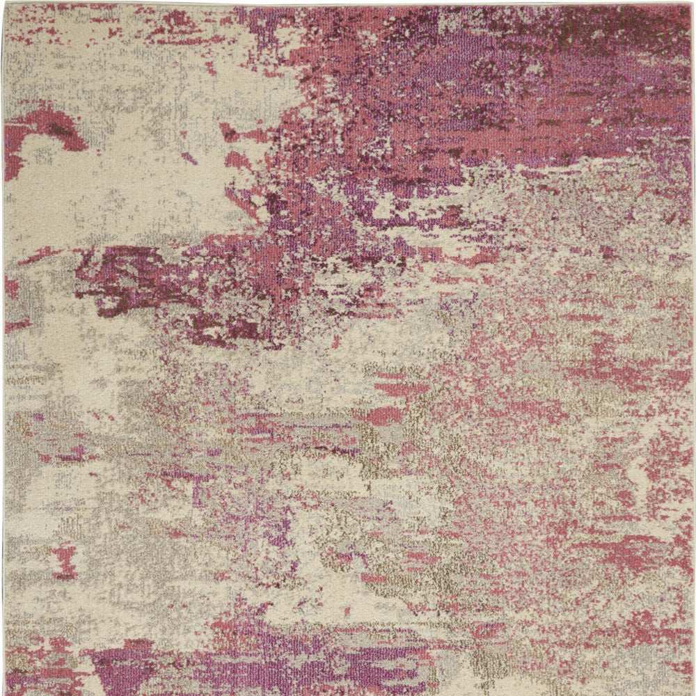 5' X 7' Ivory And Pink Abstract Power Loom Non Skid Area Rug - Homeroots - Flyclothing LLC