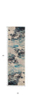 2' X 8' Ivory And Teal Blue Abstract Power Loom Non Skid Runner Rug - Homeroots - Flyclothing LLC