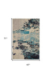 4' X 6' Ivory And Teal Blue Abstract Power Loom Non Skid Area Rug - Homeroots - Flyclothing LLC
