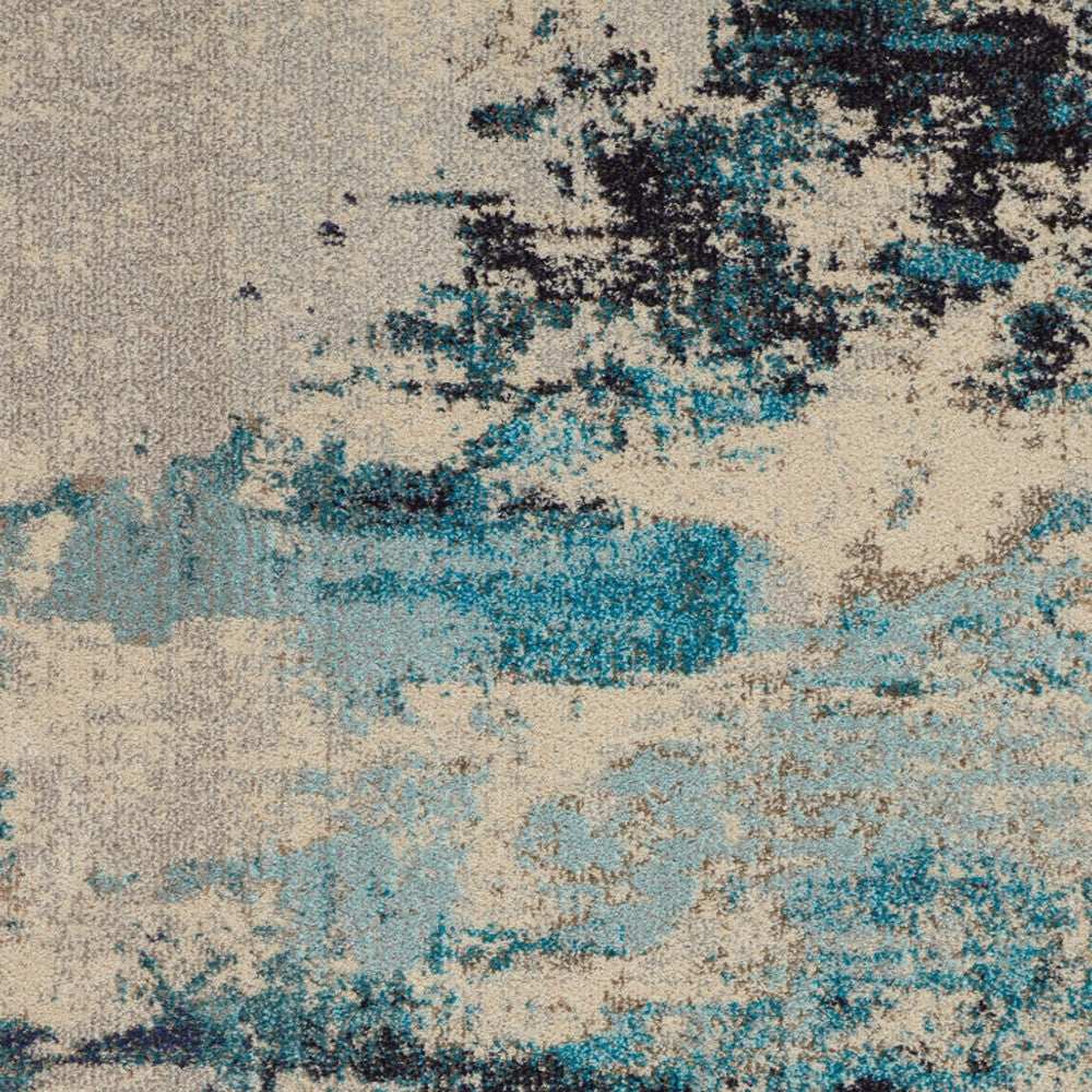 4' X 6' Ivory And Teal Blue Abstract Power Loom Non Skid Area Rug - Homeroots - Flyclothing LLC