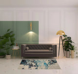 4' X 6' Ivory And Teal Blue Abstract Power Loom Non Skid Area Rug - Homeroots - Flyclothing LLC