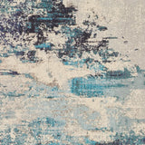 5' X 7' Ivory And Teal Blue Abstract Power Loom Non Skid Area Rug - Homeroots - Flyclothing LLC