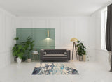 5' X 7' Ivory And Teal Blue Abstract Power Loom Non Skid Area Rug - Homeroots - Flyclothing LLC