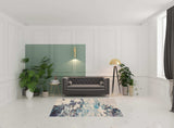 5' X 7' Ivory And Teal Blue Abstract Power Loom Non Skid Area Rug - Homeroots - Flyclothing LLC