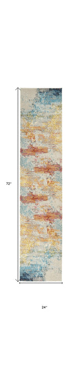 2' X 6' Sealife Abstract Power Loom Non Skid Runner Rug - Homeroots - Flyclothing LLC