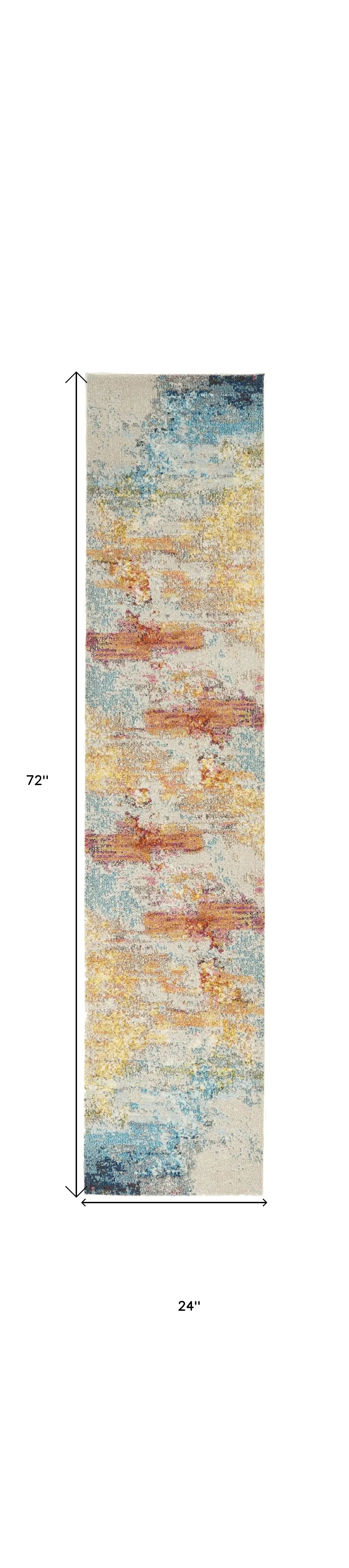 2' X 6' Sealife Abstract Power Loom Non Skid Runner Rug - Homeroots - Flyclothing LLC