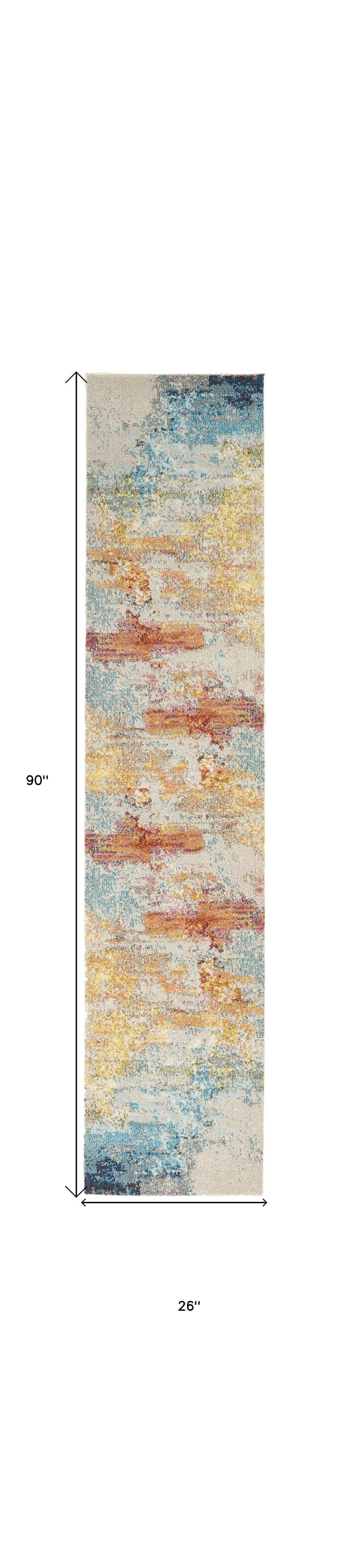 2' X 8' Sealife Abstract Power Loom Non Skid Runner Rug - Homeroots - Flyclothing LLC