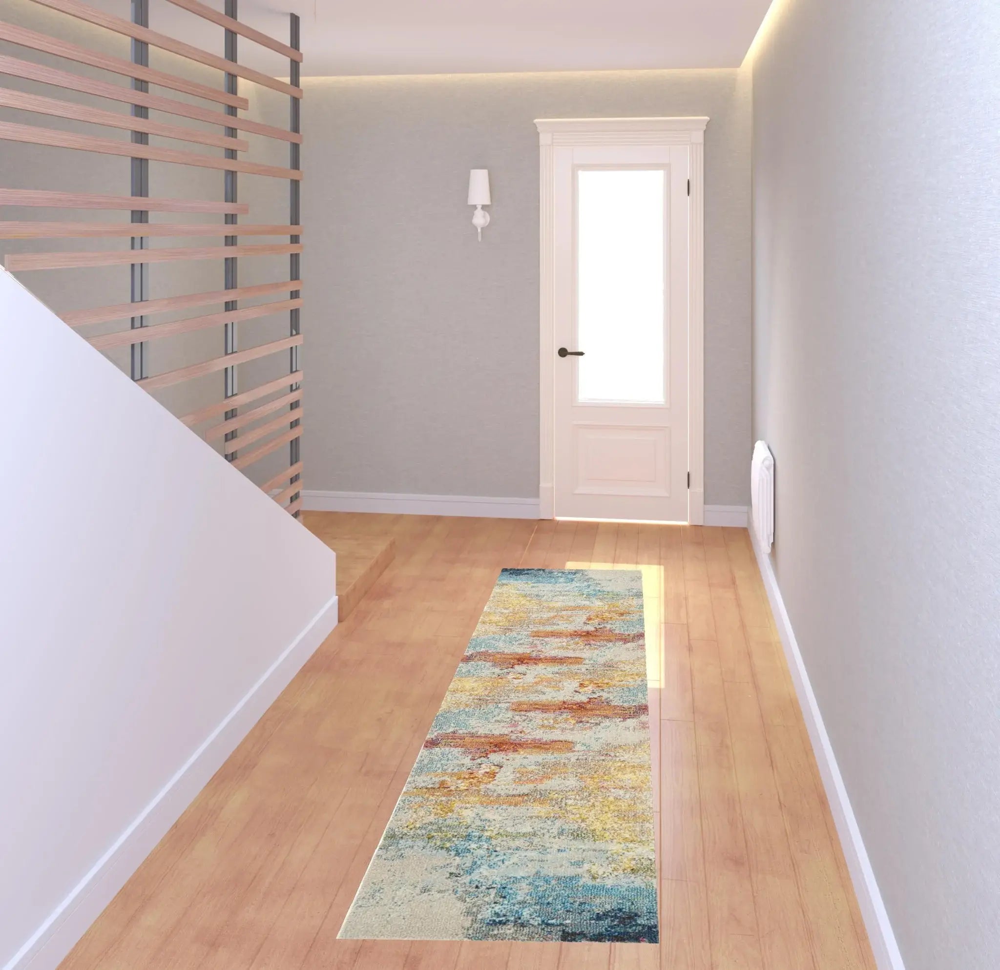 2' X 8' Sealife Abstract Power Loom Non Skid Runner Rug - Homeroots - Flyclothing LLC