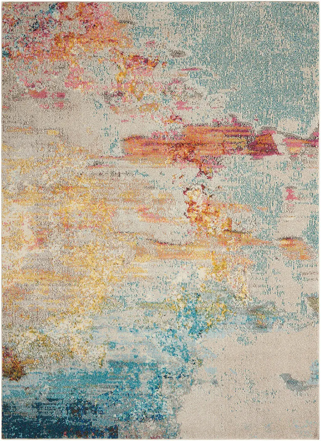 3' X 5' Sealife Abstract Power Loom Non Skid Area Rug - Homeroots - Flyclothing LLC