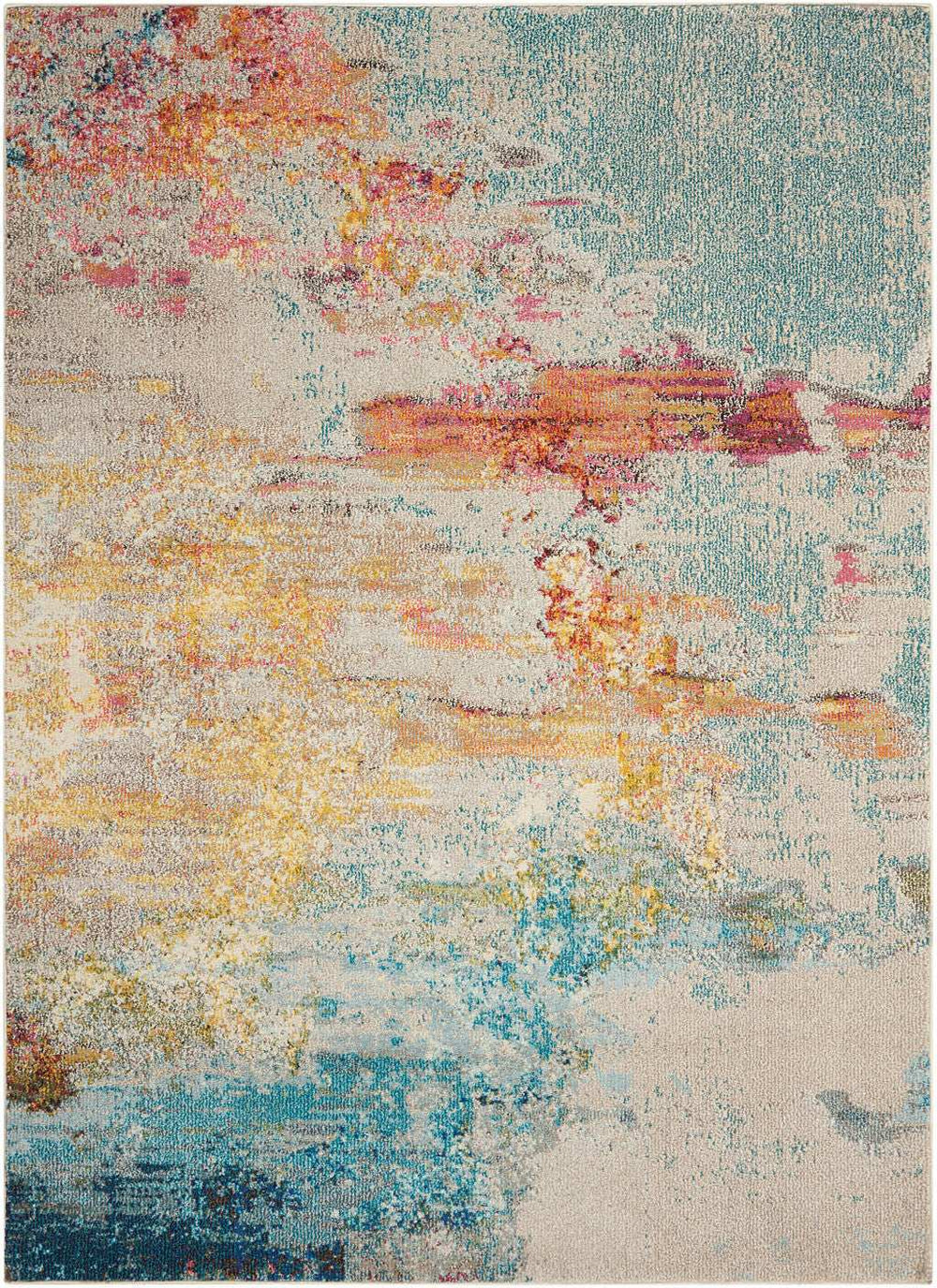 3' X 5' Sealife Abstract Power Loom Non Skid Area Rug - Homeroots - Flyclothing LLC