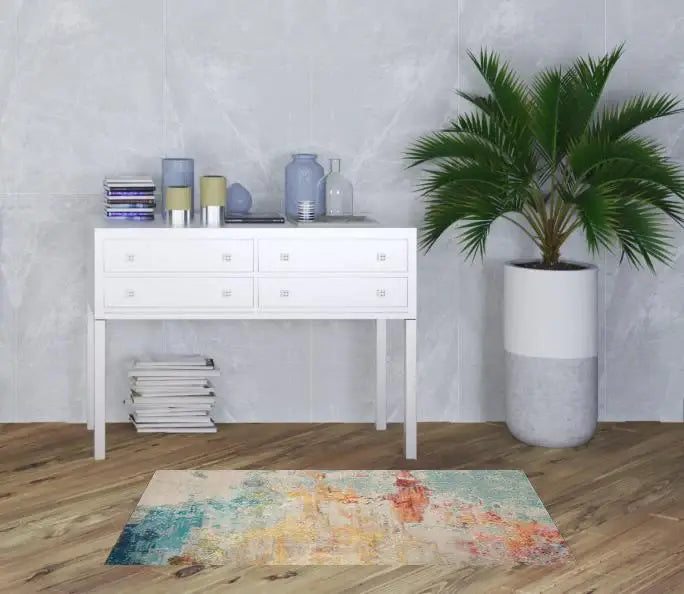 3' X 5' Sealife Abstract Power Loom Non Skid Area Rug - Homeroots - Flyclothing LLC