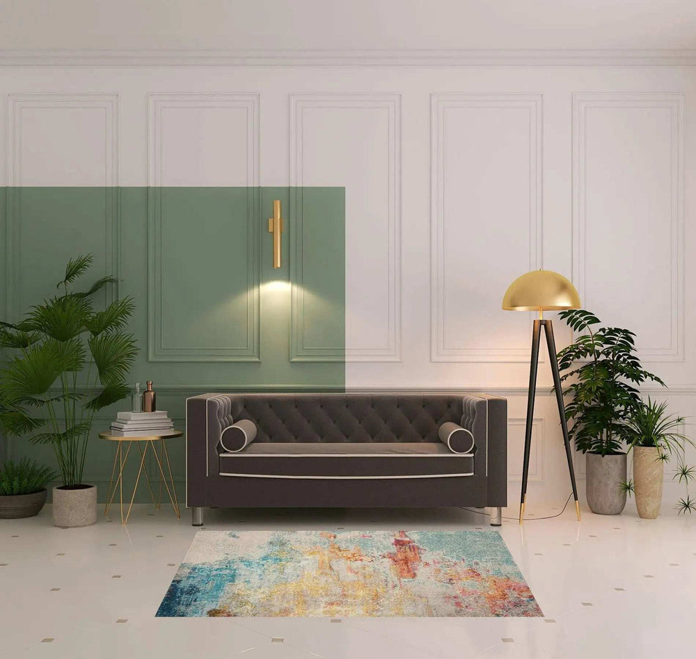 4' X 6' Sealife Abstract Power Loom Non Skid Area Rug - Homeroots - Flyclothing LLC