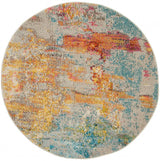 4' X 4' Ivory and Aqua Round Abstract Power Loom Non Skid Area Rug - Homeroots - Flyclothing LLC