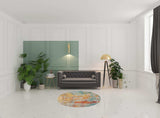 5' X 5' Sealife Round Abstract Power Loom Non Skid Area Rug - Homeroots - Flyclothing LLC