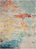5' X 7' Blue and Orange Abstract Power Loom Area Rug - Homeroots - Flyclothing LLC