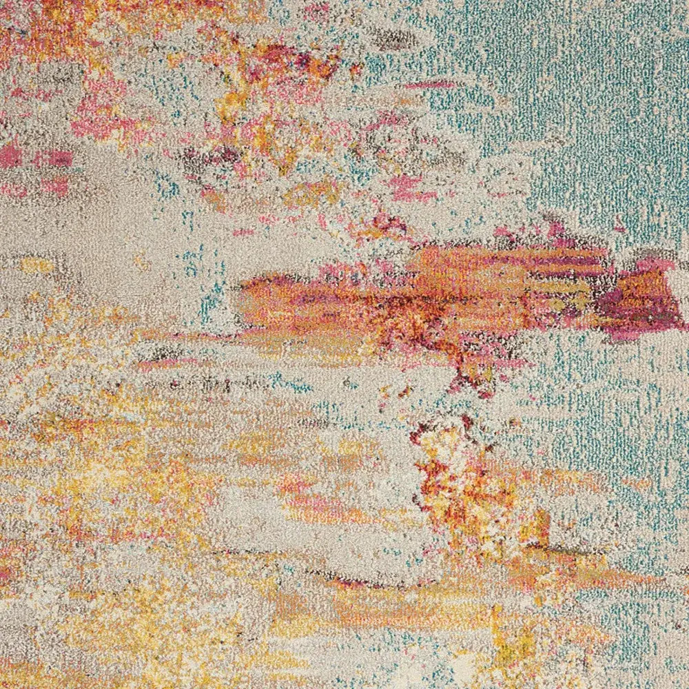 5' X 7' Blue and Orange Abstract Power Loom Area Rug - Homeroots - Flyclothing LLC