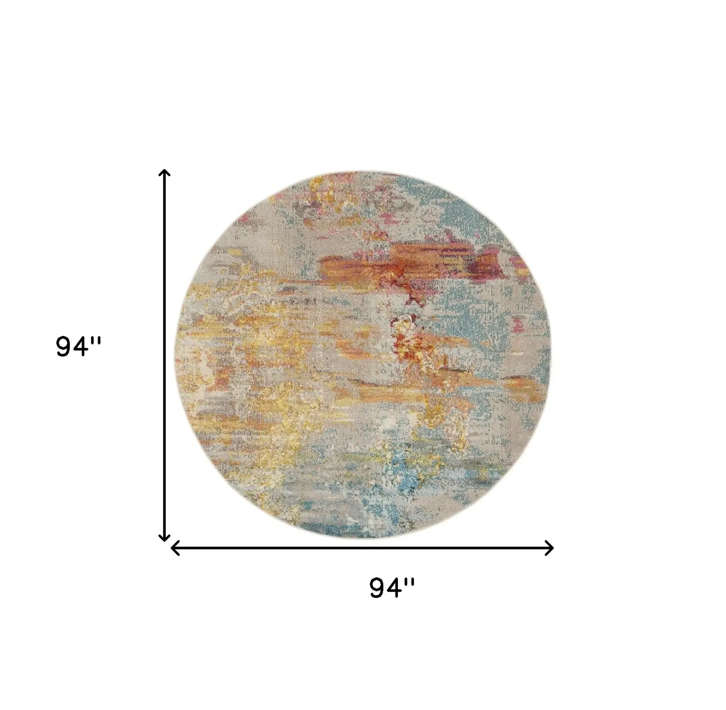 8' X 8' Sealife Round Abstract Power Loom Non Skid Area Rug - Homeroots - Flyclothing LLC