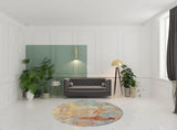 8' X 8' Sealife Round Abstract Power Loom Non Skid Area Rug - Homeroots - Flyclothing LLC