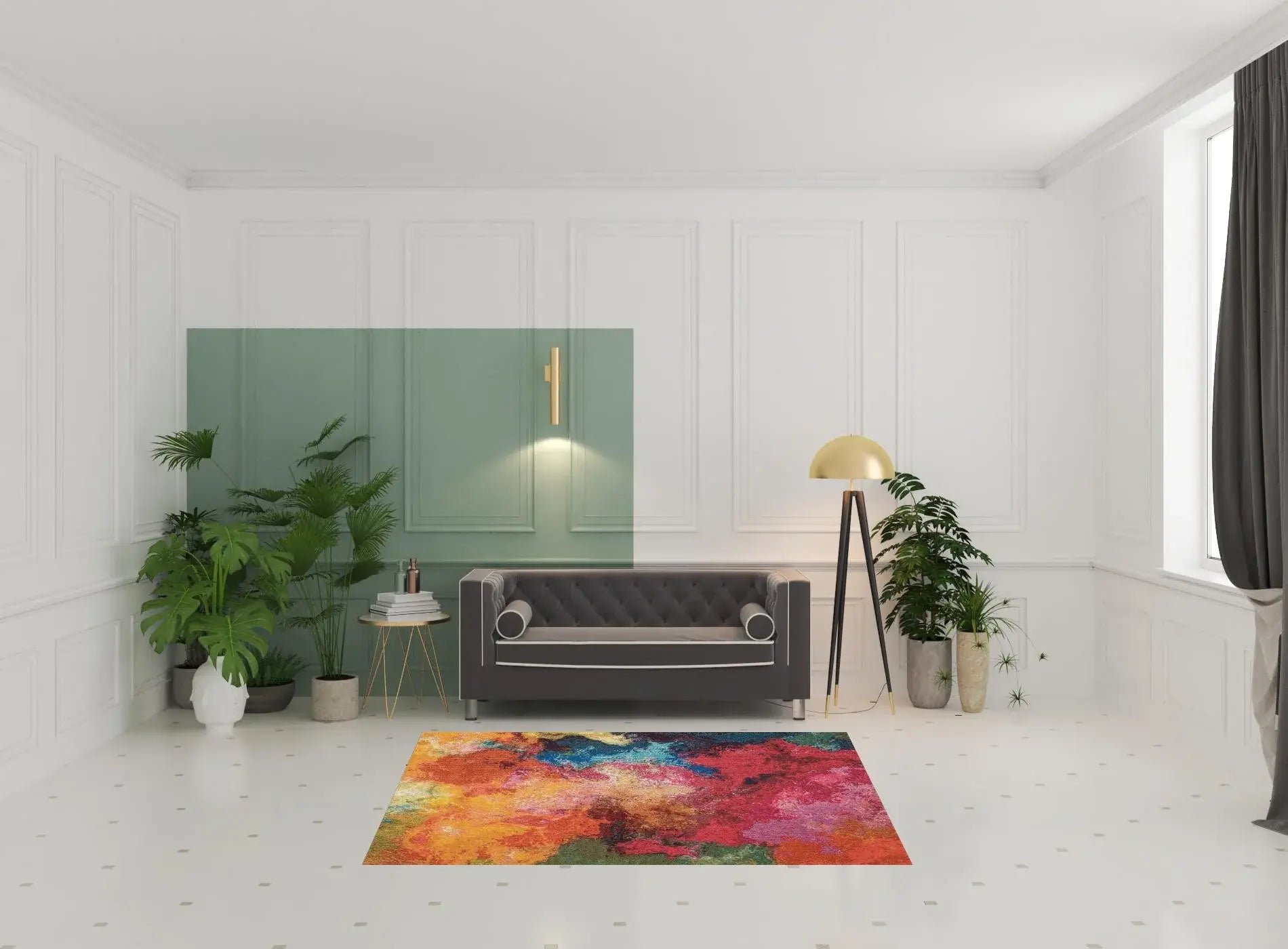 5' X 7' Palette Abstract Power Loom Non Skid Area Rug - Homeroots - Flyclothing LLC