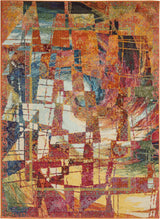 4' X 6' Stained Glass Abstract Power Loom Non Skid Area Rug - Homeroots - Flyclothing LLC
