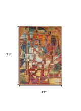 4' X 6' Stained Glass Abstract Power Loom Non Skid Area Rug - Homeroots - Flyclothing LLC