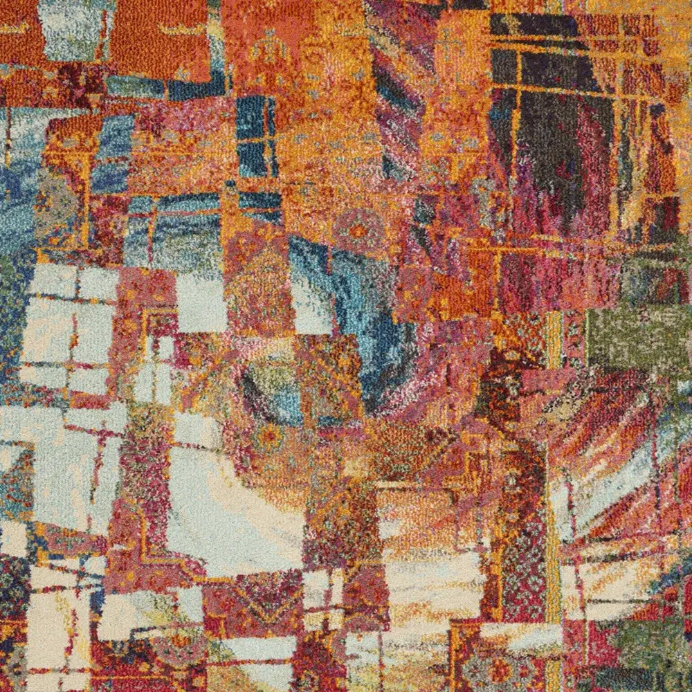 4' X 6' Stained Glass Abstract Power Loom Non Skid Area Rug - Homeroots - Flyclothing LLC