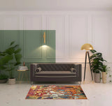 4' X 6' Stained Glass Abstract Power Loom Non Skid Area Rug - Homeroots - Flyclothing LLC