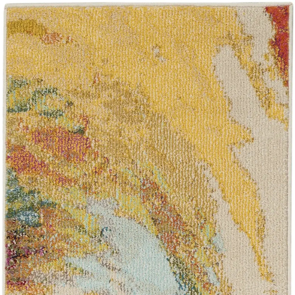 2' X 6' Wave Abstract Power Loom Non Skid Runner Rug - Homeroots - Flyclothing LLC
