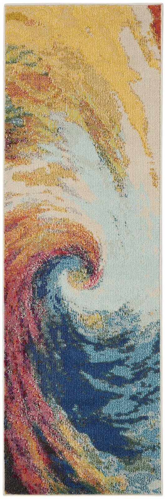 2' X 8' Wave Abstract Power Loom Non Skid Runner Rug - Homeroots - Flyclothing LLC