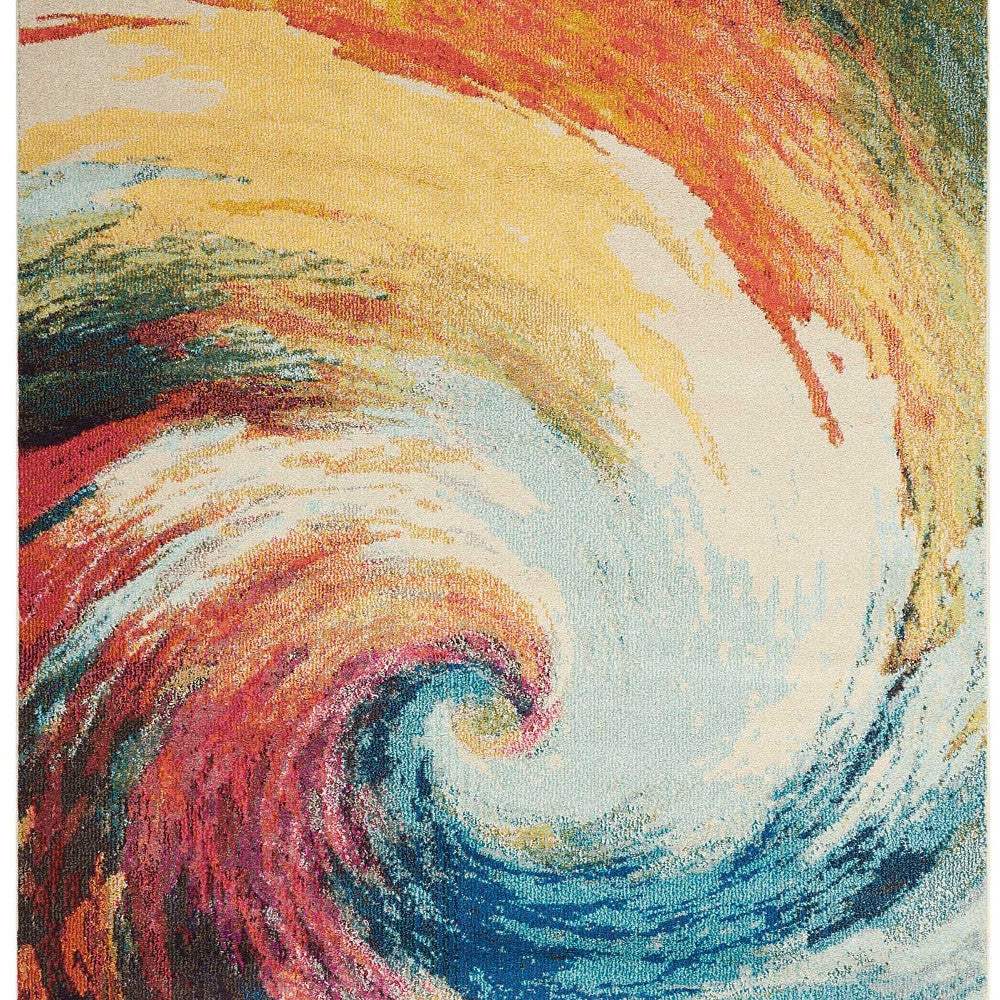 4' X 6' Wave Abstract Power Loom Non Skid Area Rug - Homeroots - Flyclothing LLC