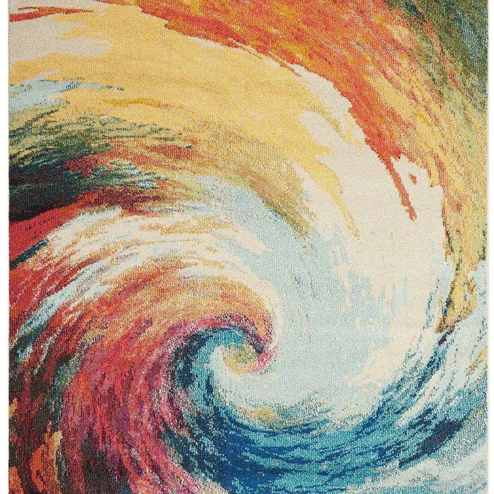 4' X 6' Wave Abstract Power Loom Non Skid Area Rug - Homeroots - Flyclothing LLC