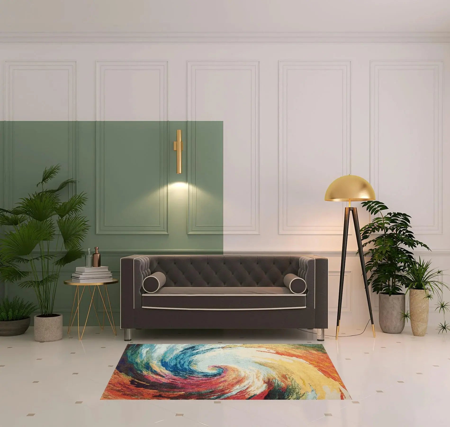 4' X 6' Wave Abstract Power Loom Non Skid Area Rug - Homeroots - Flyclothing LLC