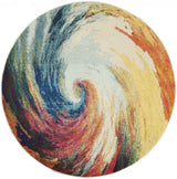 5' X 5' Wave Round Abstract Power Loom Non Skid Area Rug - Homeroots - Flyclothing LLC