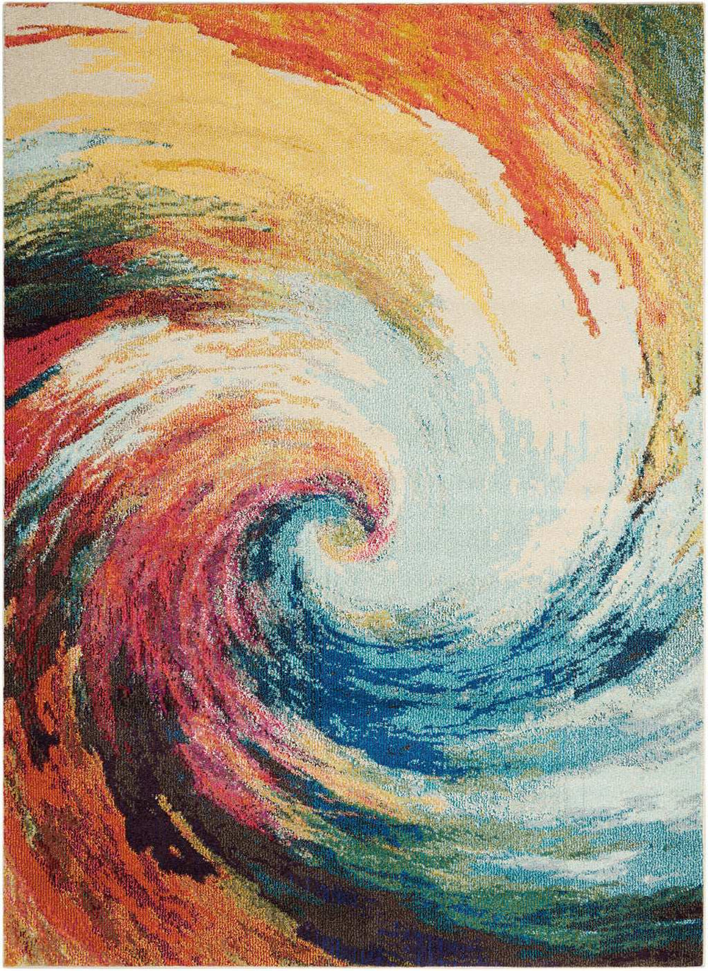 5' X 7' Wave Abstract Power Loom Non Skid Area Rug - Homeroots - Flyclothing LLC