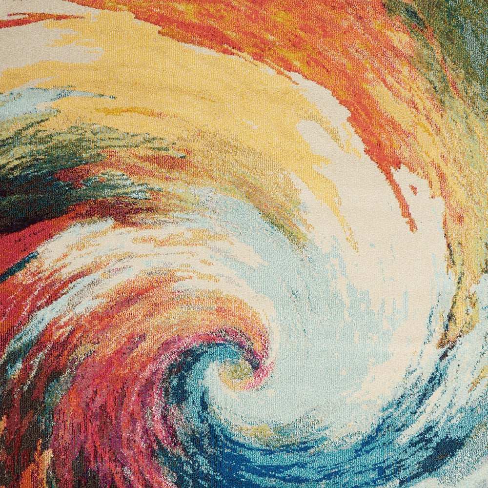 5' X 7' Wave Abstract Power Loom Non Skid Area Rug - Homeroots - Flyclothing LLC