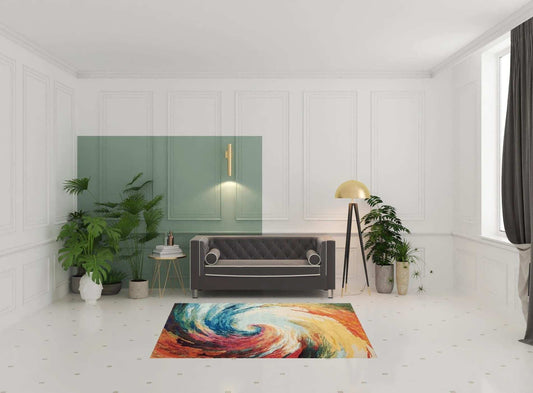 5' X 7' Wave Abstract Power Loom Non Skid Area Rug - Homeroots - Flyclothing LLC