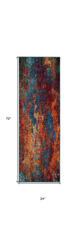 2' X 6' Atlantic Abstract Power Loom Non Skid Runner Rug - Homeroots - Flyclothing LLC