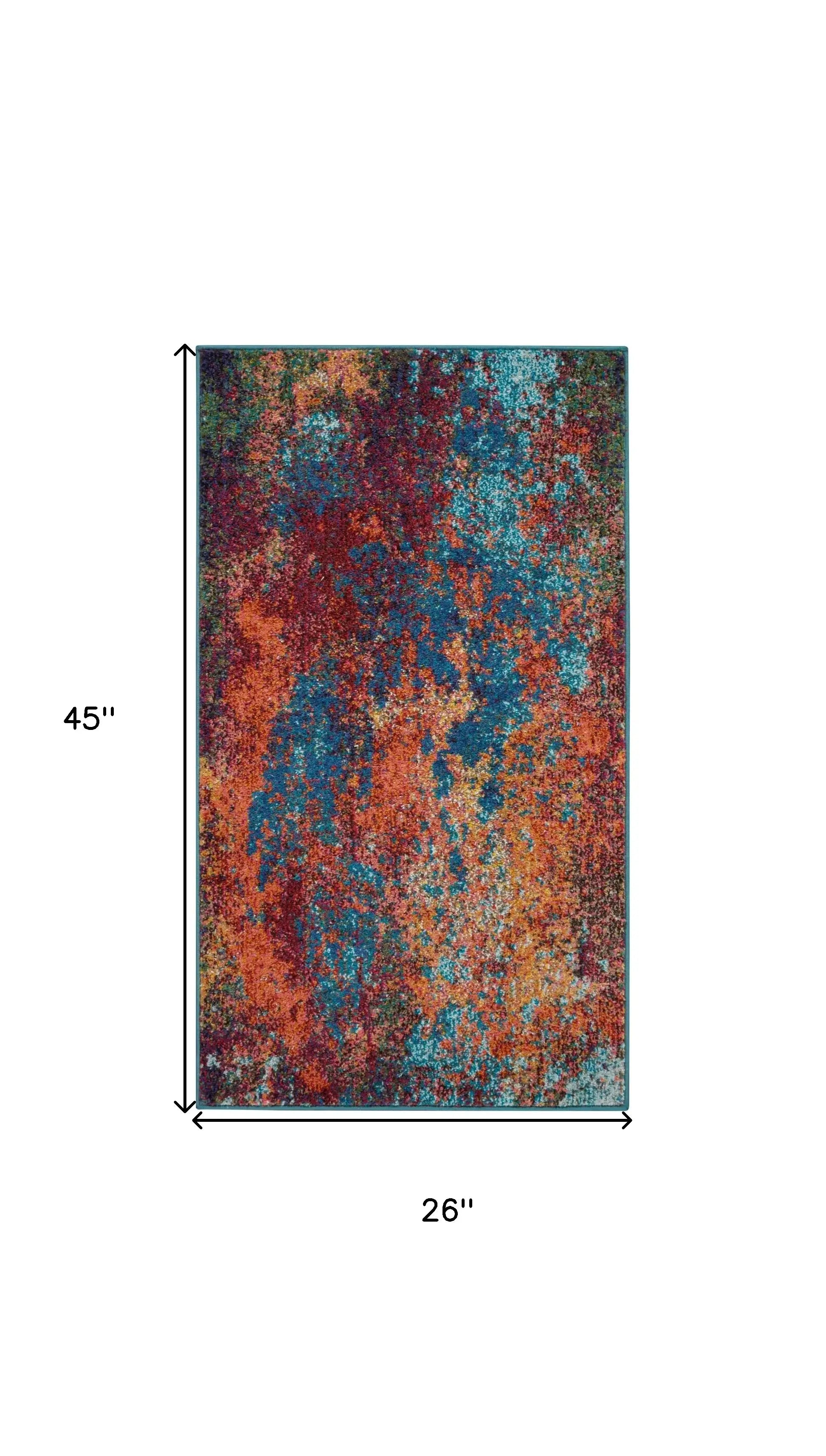 2' X 4' Atlantic Abstract Power Loom Non Skid Area Rug - Homeroots - Flyclothing LLC